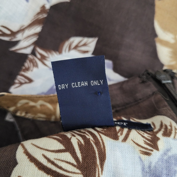 Boston Proper 100% Linen Floral Mini Dress 10 Brown High Neck Sleeveless Beach - Picture 12 of 12